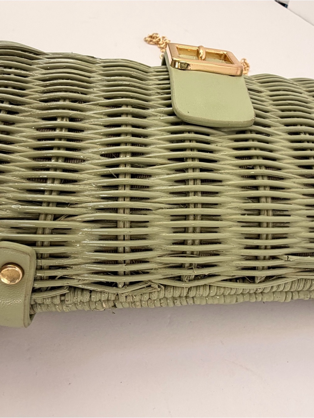 Zara Olive Green Woven Crossbody with Gold Buckle - Picture 5 of 10